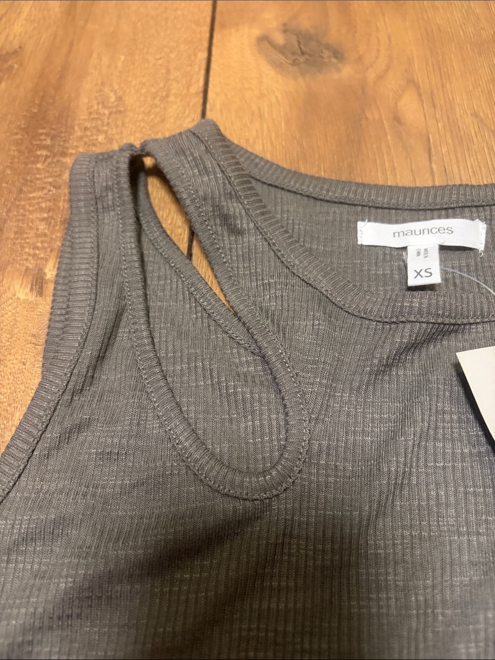 Maurices Olive Ribbed Racerback Tank Top - Picture 3 of 4